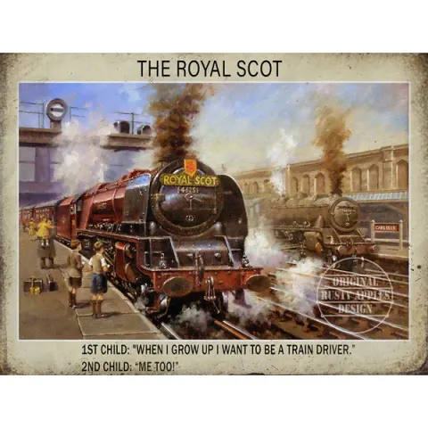 The Royal Scot Train Spotters  Steam Train Large Metal Wall Art