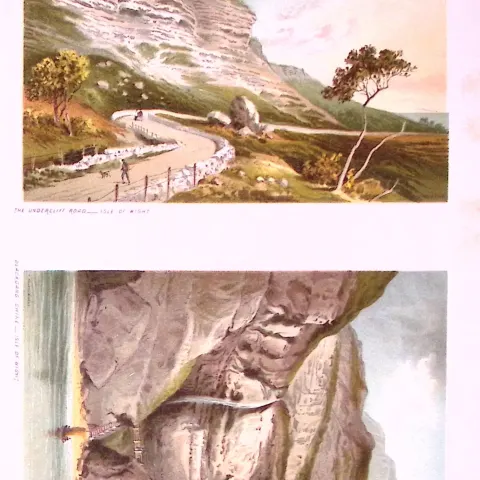Isle of Wight Blackgang Chine &The Underground Road Victorian Antique Double Print-50