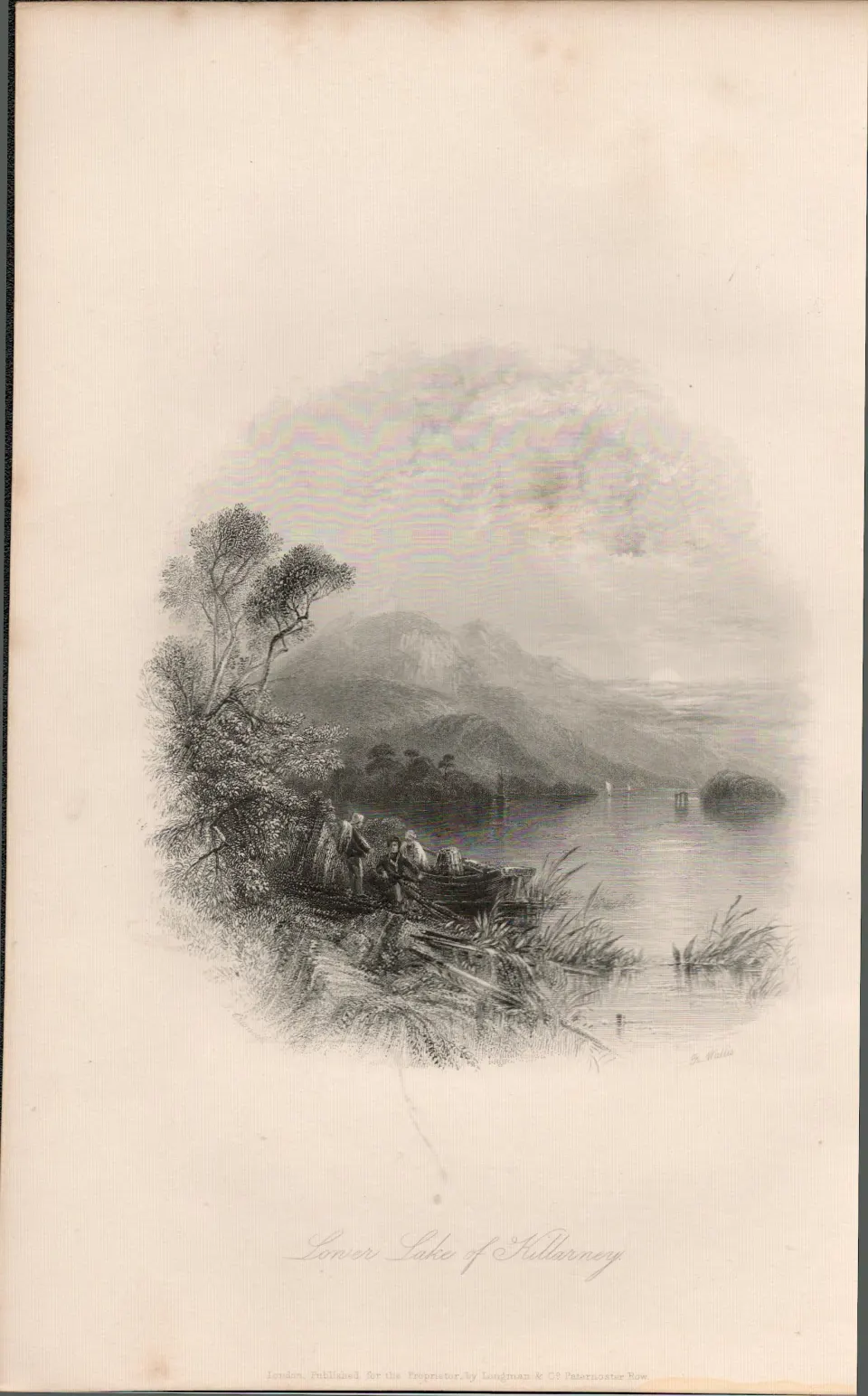 Lower Lake Killarney  Co Kerry 1837-38 Victorian Antique Engraving.