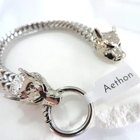 Men's Aethon Nordic Viking Style Wolf Head Stainless Steel Bracelet