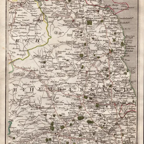 Northumberland John Cary’s Antique George III 1794 Map.