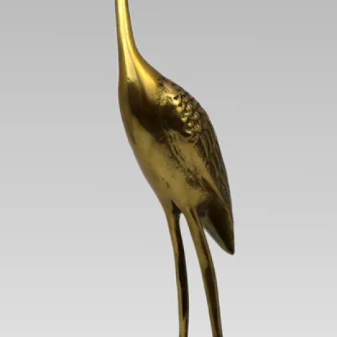 Mid-20th Century Brass Crane Sculpture