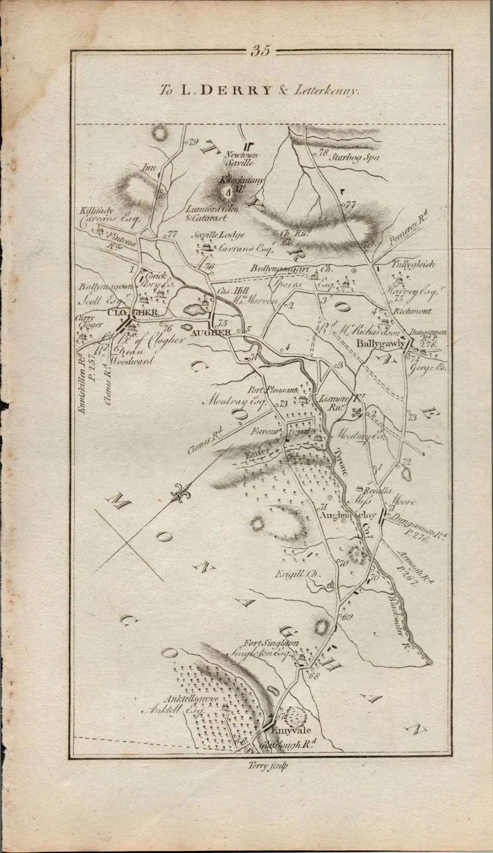 Taylor & Skinner 1777 Ireland  Map Londonderry Letterkenny Clogher Augher Strabane