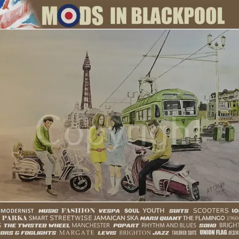 Meeting of The Mods Blackpool Prom Nostalgic 1960's Scene Metal Wall Art