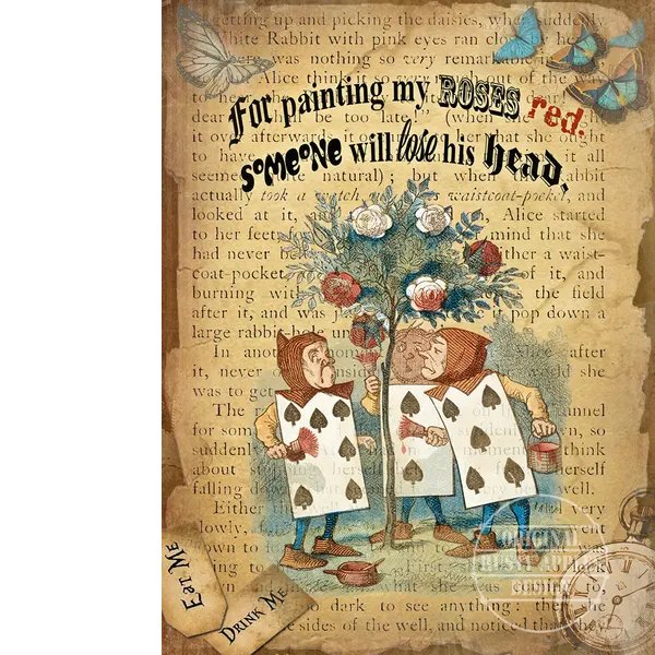Alice In Wonderland Large Metal Sign "Painting Roses"