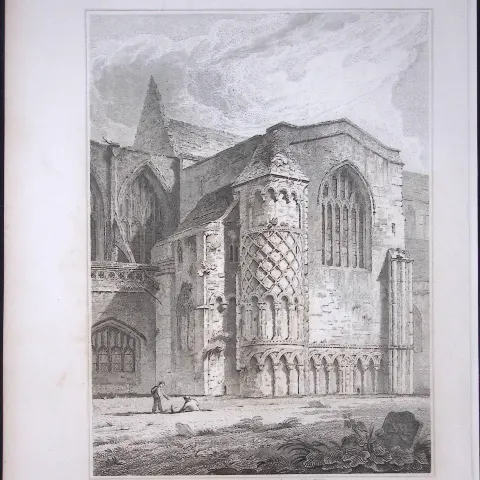 Priory Christ- Church Hampshire 190 Years-Old John Britton Antique Steel Engraving-171
