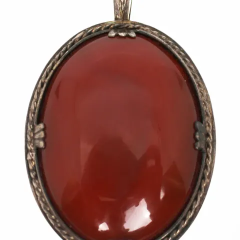 Large Agate Brooch Set in Silver