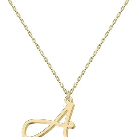 10 x Elegant 18K Gold Script Initial Necklace Lb1a