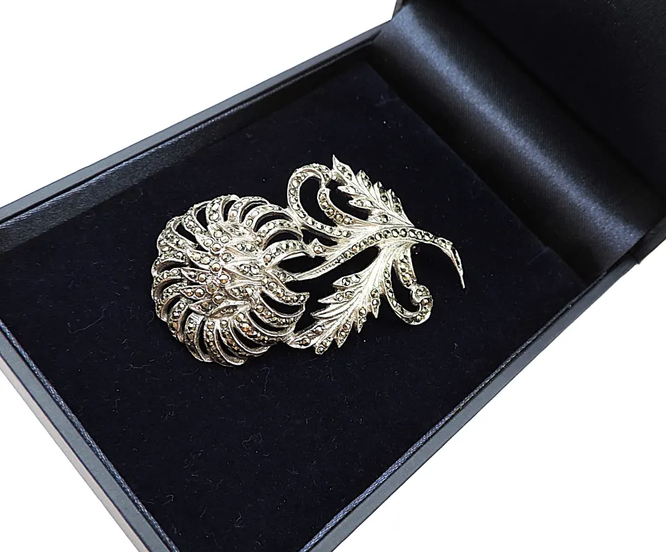  Vintage Sterling Silver Floral Bouquet Brooch With Gift Box