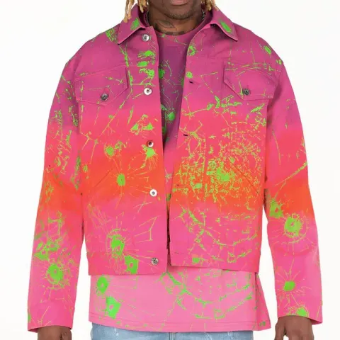MJB Marc Jaques Burton Multi Ombre Pax Hand Crafted Denim Jacket, Online Price £960, Size XL (52).
