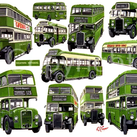 Southern & Western National Bus Montage Large Metal Wall Art.