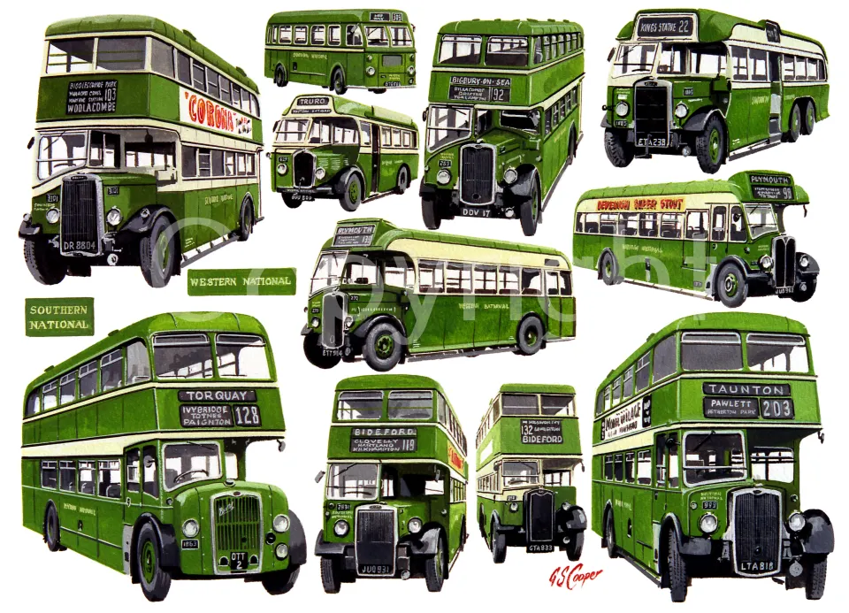 Southern & Western National Bus Montage Large Metal Wall Art.