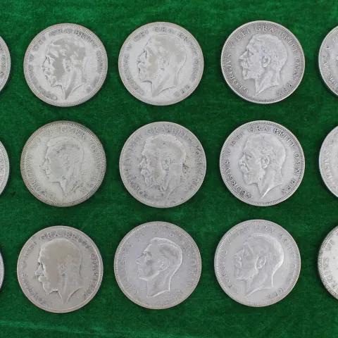 Collection of Half Crown Coins 1920-46 50% Ag #1