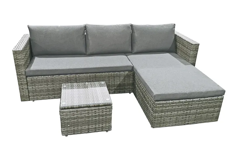 5 x 4-Seater Corner Sofa Garden Furniture Set - Grey  