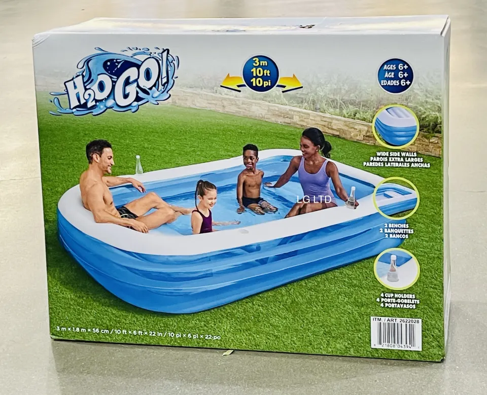H20GO! 10ft Family Fun Inflatable Pool With Benches Brand New Sealed Box