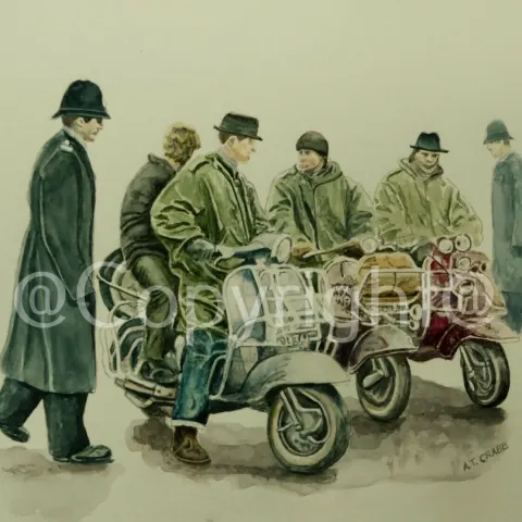 Mods & Coppers Vespa's & Lambretta's Nostalgic 1960's Large Metal Wall Art