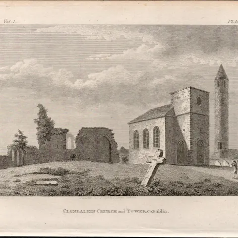 Clondalkin Church &Tower Co Dublin 1791 Francis Grose Antique Print