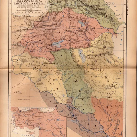 Antique 1867  Coloured Classical Map Armenia, Mesopotamia, Babylonia.