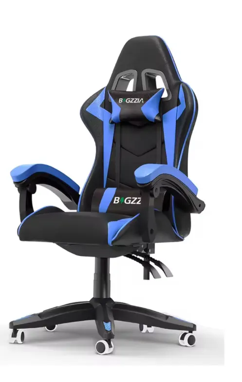 Blue Gaming Chair Ergonomic, Reclining, Headrest & Lumbar Support High-Density Foam, Adjustable Heig