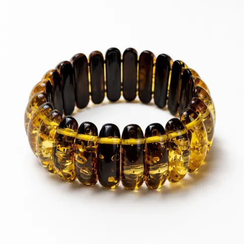 Amber-Coloured Stretch Bracelet – Honey & Dark Brown