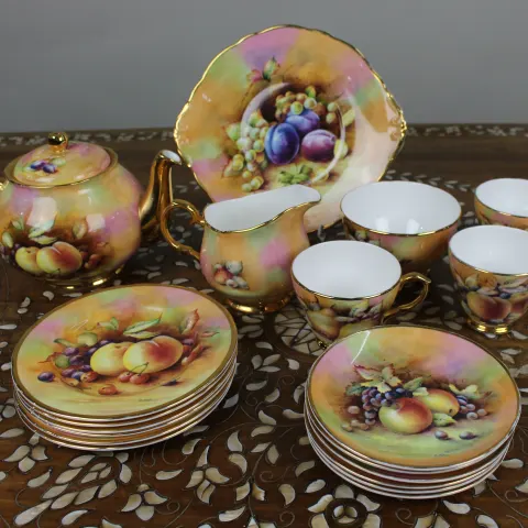 Claytonsdale Hand-Decorated Tea Service with Fruit Decoration