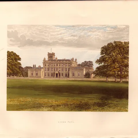 Locko Park Derbyshire Gilt-Edge Coloured Antique Book Plate.