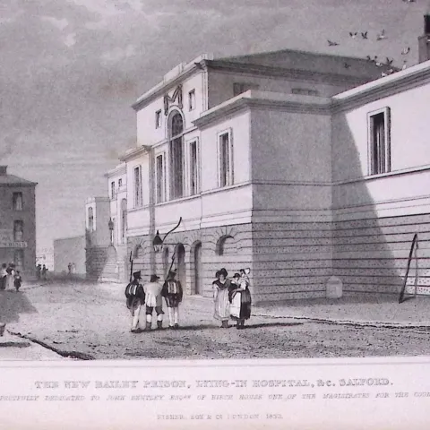 Salford Prison Hospital Antique 195 Years-Old Steel-Engraving-17