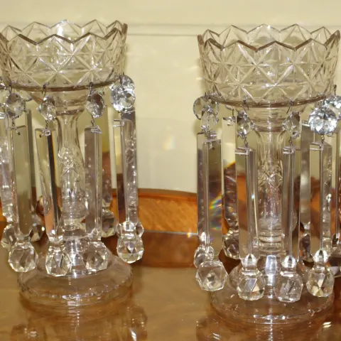 Pair of Heavy Georgian Cut Glass Lustres