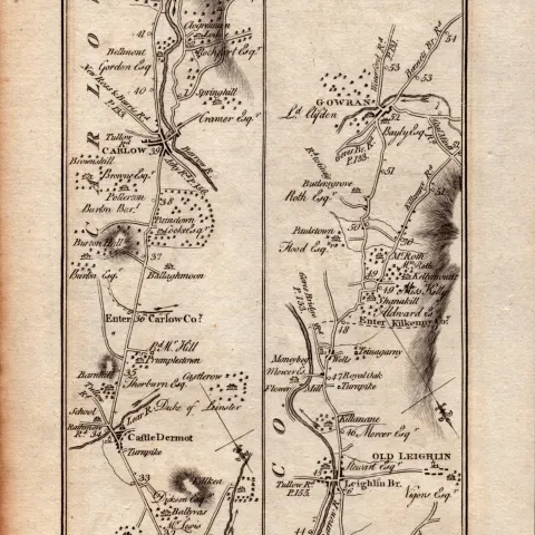 Ireland Rare Antique 1777 Map Kildare Naas Carlow Dublin Cork.