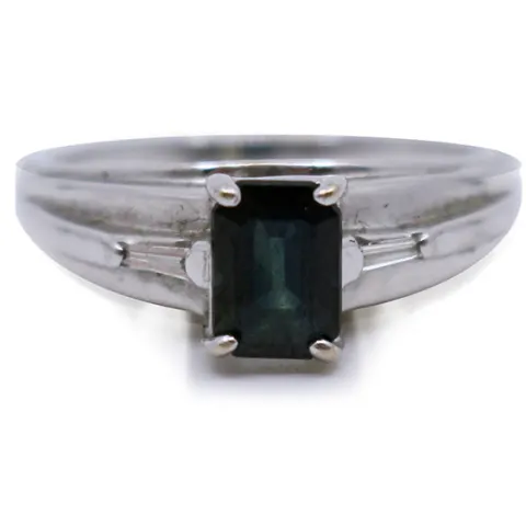 Emerald Cut Tourmaline 14ct White Gold Ring