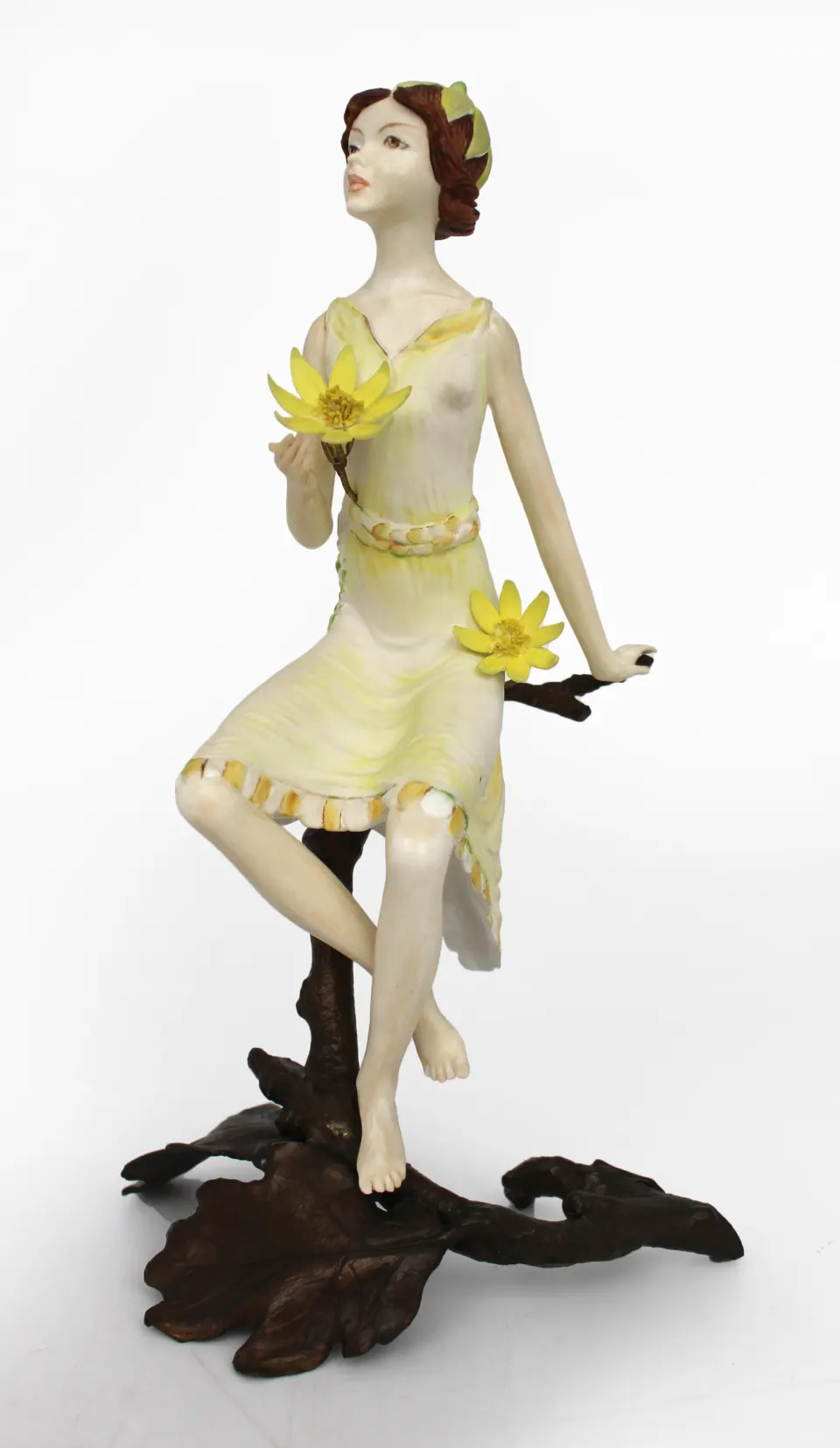 Albany Porcelain & Bronze Flower Figurine Celadine