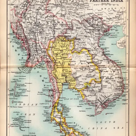 Farther India Double Sided Antique 1896 Map.