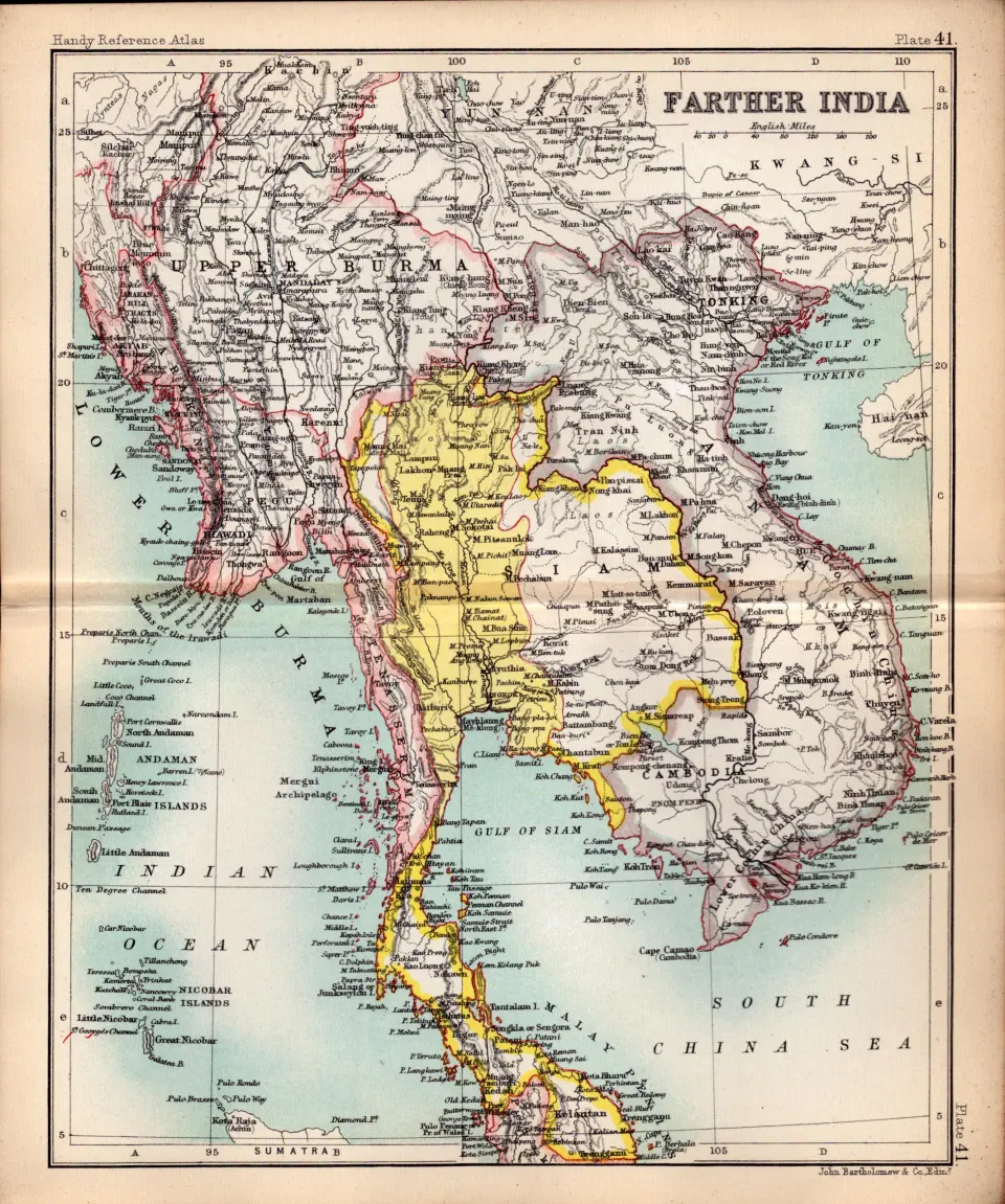 Farther India Double Sided Antique 1896 Map.