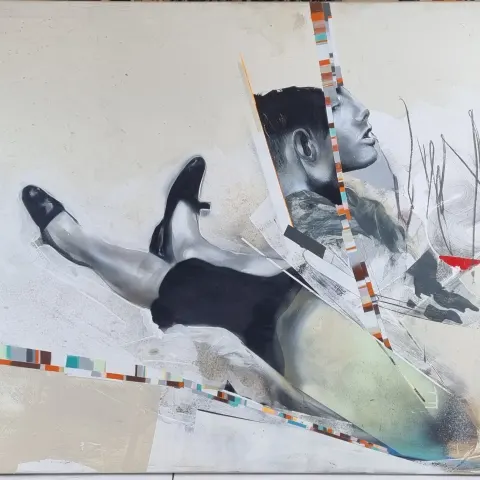 Jeremy Baudouin (French) Large Original Mixed Media On Canvas