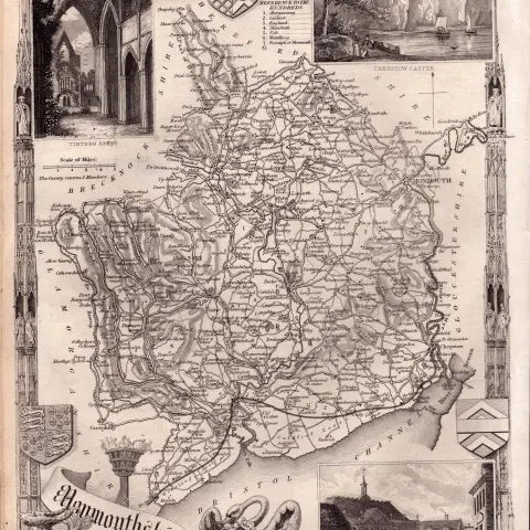 Monmouthshire Steel Engraved Victorian Antique Thomas Moule Map.