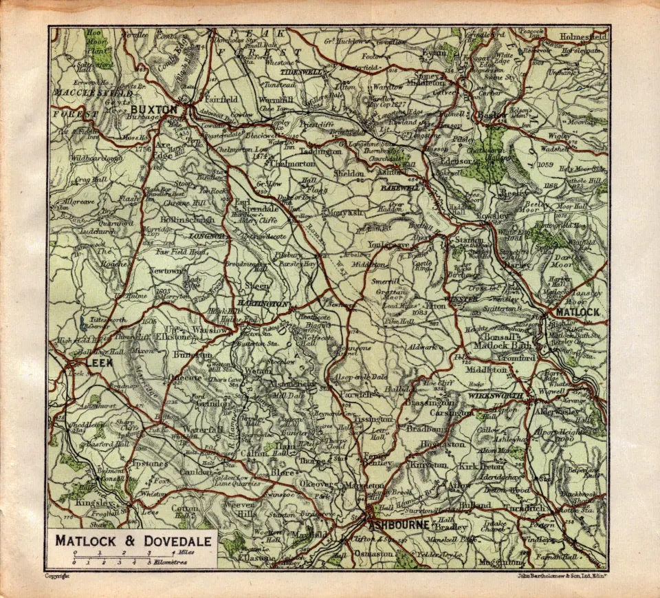 Matlock & Dovedale Buxton Bakewell Leek Peak Map.