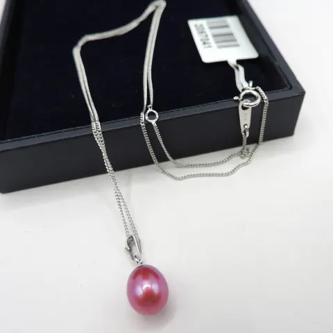 Sterling Silver Cultured Pearl Necklace New With Gift Pouch