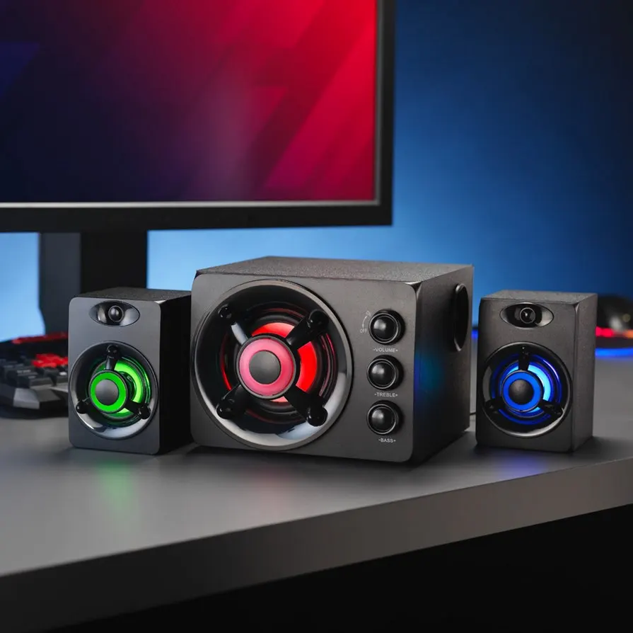 (173/5P) Lot RRP £170. 6x Red5 Zeta Gaming Items. 2x Light Up Gaming 2.1 Sound System RRP £30 Each.