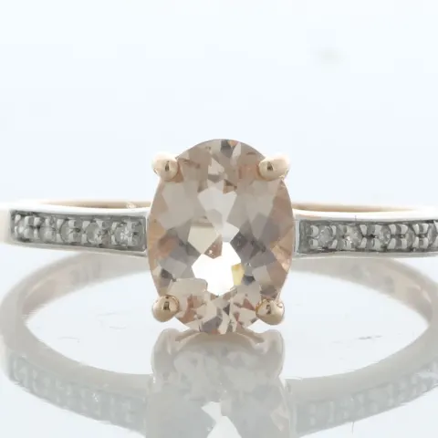9ct Rose Gold Oval Cut Morganite and Diamond Ring (MG1.00) 0.04 Carats
