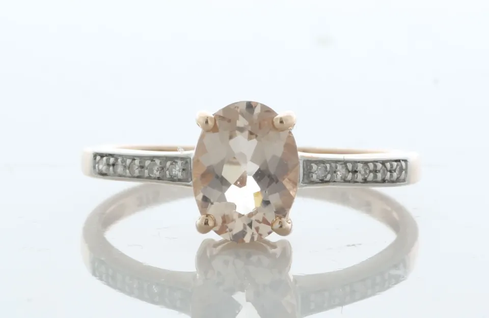 9ct Rose Gold Oval Cut Morganite and Diamond Ring (MG1.00) 0.04 Carats