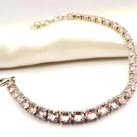 Sterling Silver Morganite Tennis Bracelet 13.5 Carats New With Gift Box