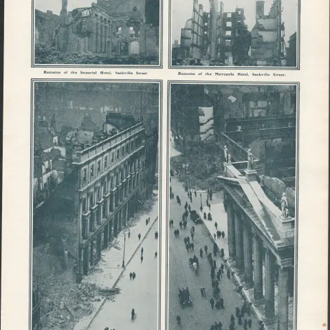 Easter Rising Aftermath 1916 Sinn Fein Rebellion Sackville Street in Ruins.
