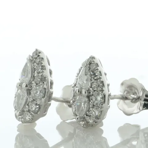 9ct White Gold Pear Shaped Cluster Diamond Stud Earring 0.40 Carats