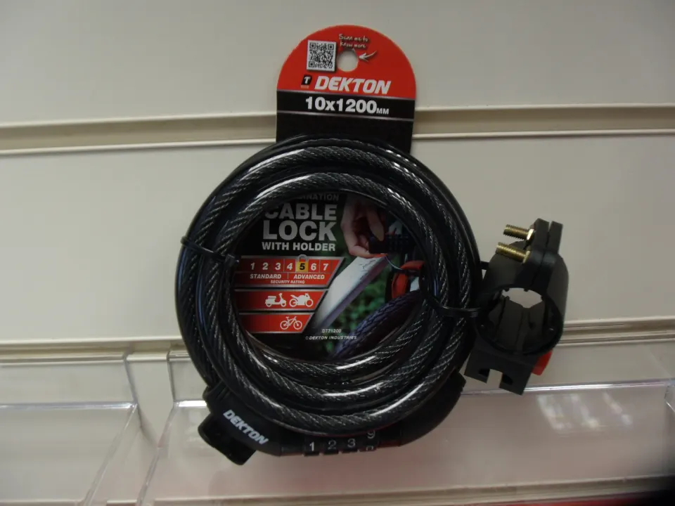 10pcs Brand New Dekton Security Cable Lock - RRP £7.99 - 10pcs In Lot