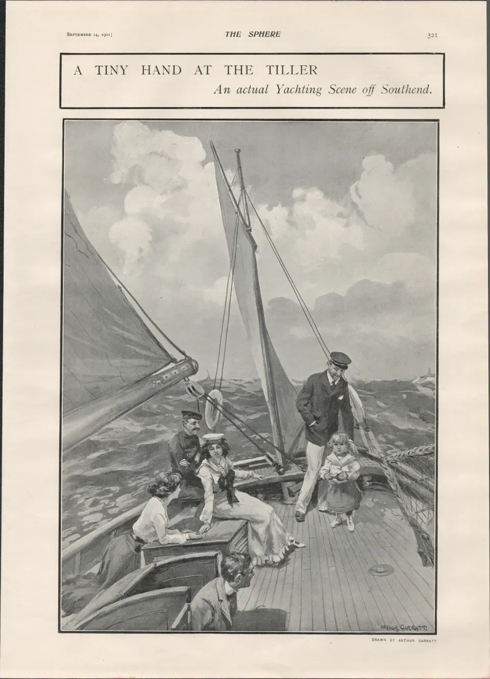Yachting Scene off Southend 1901 Antique Print