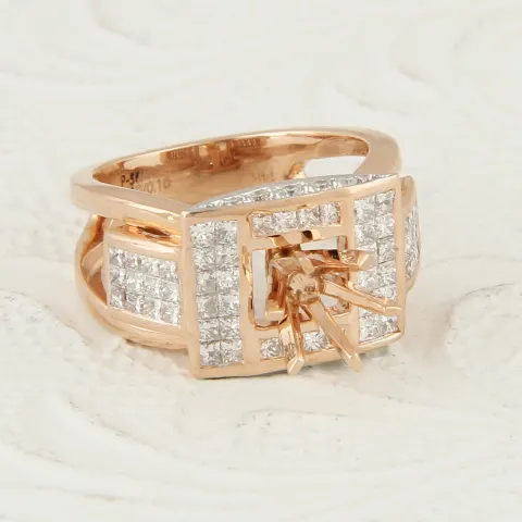 14 K / 585 Rose Gold Diamond Ring - Center stone unmounted