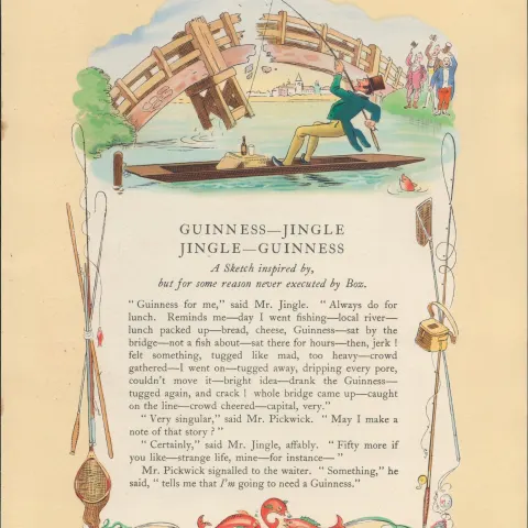 Double Sided Guinness Print 1937 "Jingle Jingle Guinness"A Genuine Double Sided Lithographed