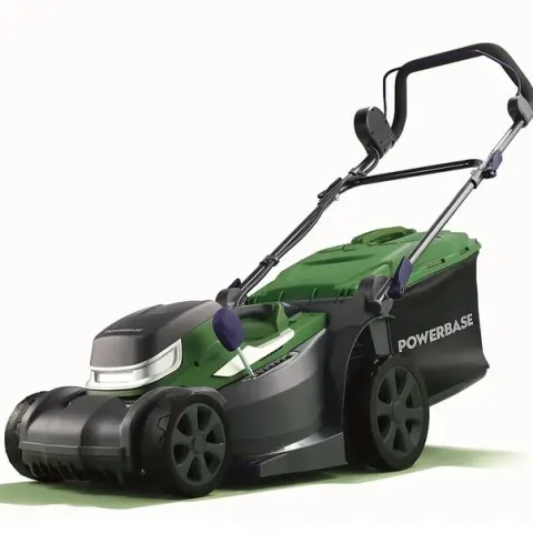 (43/Mez/P5) RRP £189. Powerbase 34cm 40V Cordless Lawn Mower. 5 Cutting Heights. 35L Hybrid Grass C