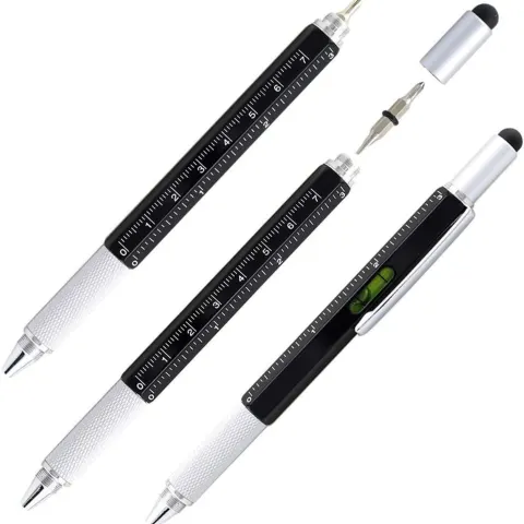 25 x 6 in 1 Tool Pen with Ruler, Level, Touch Screen Stylus RRP £6.99ea L12a