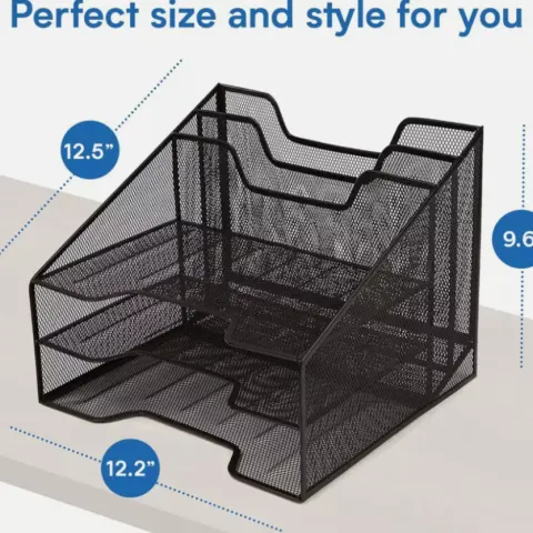 4 X 5 TIER OFFICE FILING BLACK TRAYS HOLDER A4